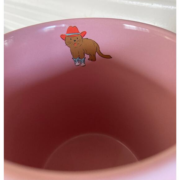 NEW Western Cowboy Country White & Brown Cat Cats Matte Pink 18 oz Coffee Mug - Picture 3 of 3